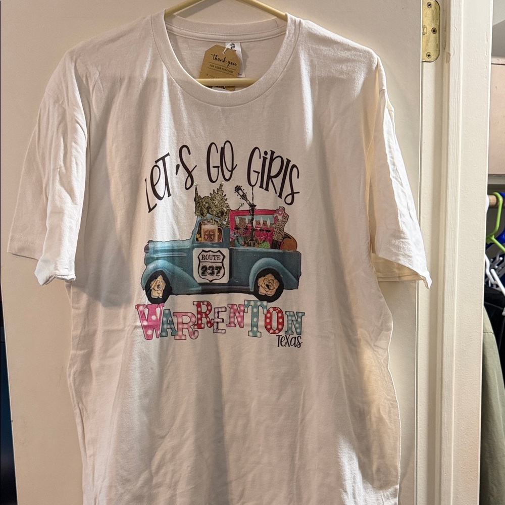 Tultex White 'Let's Go Girls' Graphic Tee